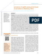 High Prevalence of Syphilis Among Street-Based Female Sex Workers in Nanchang, China