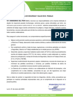 Política de Seguridad y Salud en El Trabajo 2023