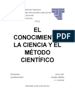 Informe de El Conocimiento, La Ciencia y Metodo Cientifico