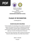 Plaque of Recognition