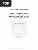 The Relationship of School Principals' Leadership Styles and Emotional Intelligence On School Effectiveness