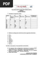 Taller de Nivelación para Grado Sexto Quimica Tercero