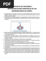 Funciones y Responsabilidades Principales de Los Representantes de Campo