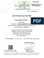 Attestation A L'ordre Des Ingenieurs de Génie Civil