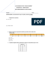 Examen Mensual de Matemáticas 1° Grado