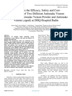 To Compare The Efficacy, Safety and Cost - Effectiveness of Two Different Antisnake Venom Formulations (Antisnake Venom Powder and Antisnake Venom Liquid) at DHQ Hospital Badin