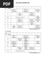 Time Table For Individual Staff - Even