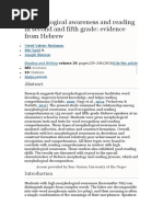 Morphological Awareness and Reading in Second and Fifth Grade