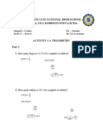 Pre Calculus Activity 1 in Trigometry