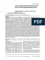 The Effect of Cerebrospinal Fluid's Biochemical and Cellular Properties On Ventriculoperitoneal Shunt Survival