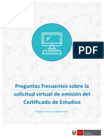 Preguntas Frecuentes Sobre La Solicitud Virtual de Emisión Del Certificado de Estudios