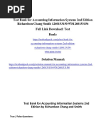 Test Bank For Accounting Information Systems 2nd Edition Richardson Chang Smith 1260153150 9781260153156