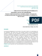 Praxis Profesionales de Los Docentes para Fortalecer La Expresión Oral en Los Estudiantes