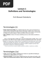 Lecture 1 Definitions & Terminologies in Experimental Design