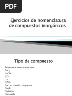 Ejercicios de Nomenclatura de Compuestos Inorgánicos (Clases)