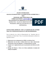 INSTRUCCIONES INFORME FINAL O TESIS PMA-538 Grupo Martes SEPTIEMBRE - DIC 2011