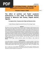 The Effect of Nutrition and Pupils' Academic Performance A Case Study of Selected Primary Schools in Muhororo Sub County, Kagadi District, Uganda.