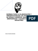 Normas para La Elaboración y Presentación de Los Trabajos de Grado Carreras Manejo de Emergencias y Acción Contra Desastres