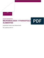 Microbiologia Y Parasitologia de Los Alimentos: Guía Docente