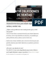 Arsenal de Técnicas para Rebatir Objeciones de Ventas y Vender Más