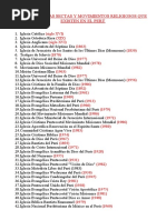 Listado de Las Sectas y Movimientos Religiosos Que Existen en El Perú