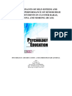 Determinants of Self-Esteem and Academic Performance of Senior High School Students in Cluster Baras, Cardona and Morong (BCAM)