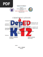 Certification For Form 137