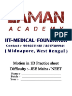 (Practise Sheet) Motion in 1D JEE Mains + NEET