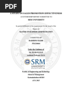 A Study On Sales Promotion Effectiveness: SRM University