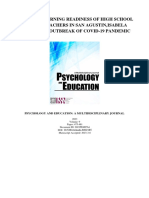 Distance Learning Readiness of High School Science Teachers in San Agustin, Isabela During The Outbreak of Covid-19 Pandemic