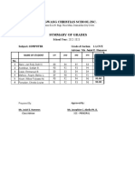 JJ Grade 1 Summary of Grades