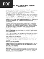 CONTRATO DE LOCAÇÃO DE IMÓVEL PARA FINS RESIDENCIAIS jAR