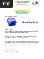 Linguistics S2 (L1 Neuro-Linguistics)