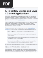 Ai in Military Drones and Uavs - Current Applications: Machine Vision