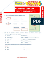 Grado Absoluto y Relativo de Los Polinomios para Sexto Grado de Primaria