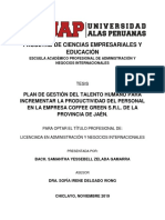 Tesis - Plan - Gestión - Talento Humano - Incrementar - Productividad - Personal - Empresa Coffee Green S.R.L. - Jaén