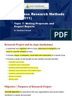 BRM Topic 7 - Writing Proposals and Project Reports