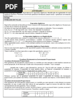 Atividade 7 7o Ano MAT Equivalencia de Expressoes Algebricas Grandezas Diretamente Proporcionais e Grandezas Inversamente Proporcionais