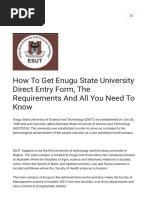 How To Get Enugu State University Direct Entry Form, The Requirements and All You Need To Know