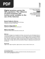 Digital Practices Across The UK Population: The in Uence of Socio-Economic and Techno-Social Variables in The Use of The Internet