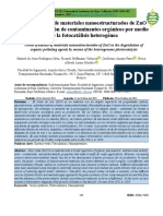 Síntesis Verde de Materiales Nanoestructurados de Zno en La Degradación de Contaminantes Orgánicos Por Medio de La Fotocatálisis Heterogénea