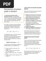 Inecuaciones de Primer Grado (O Lineales)