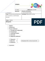 FORMATO DE PROCESO DE ENFERMERIA de La Amteria de Tanatologia 6 Cuatrim