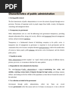 Characteristics of Public Administration