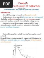 ME - 32021 Materials and Geometry of Cutting Tools