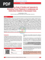 A Comparative Study of Clonidine and Lignocaine For Attenuating Pressor Responses To Laryngoscopy and Endotracheal Intubation in Neurosurgical Cases