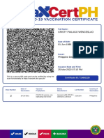 Covid-19 Vaccination Certificate: Cristy Pialago Wenceslao