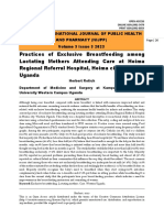 Practices of Exclusive Breastfeeding Among Lactating Mothers Attending Care at Hoima