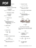 Fluid Mechanics and Hydraulics Formula