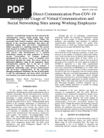 Disruptions in Direct Communication Post-COV-19 Through The Usage of Virtual Communication and Social Networking Sites Among Working Employees